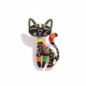 NEW Vibrant Multicolor Cat Brooch
